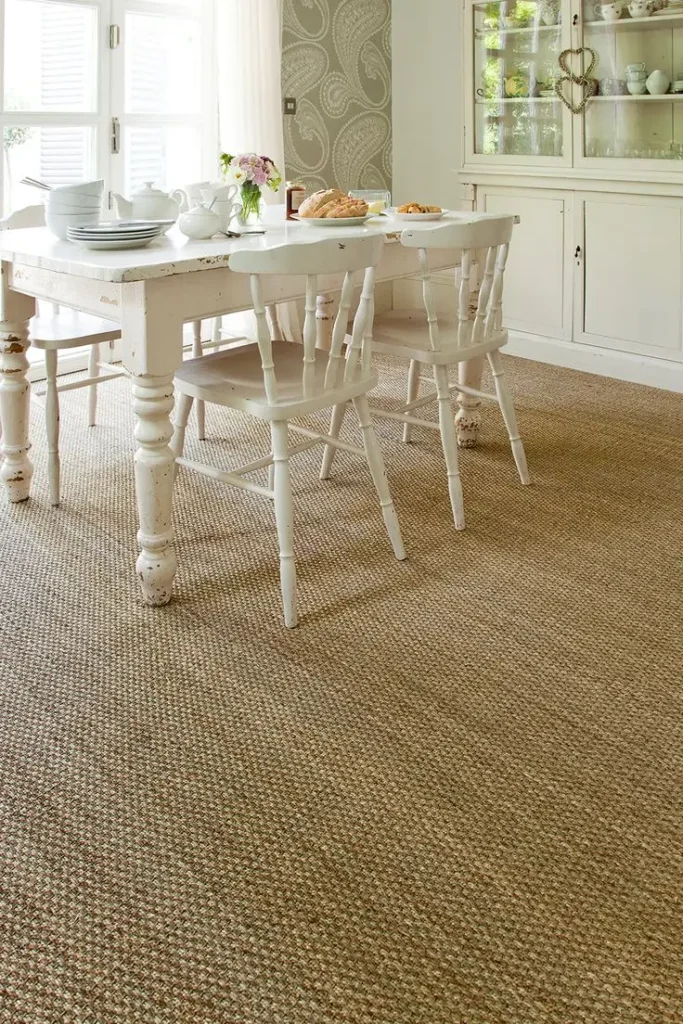 Sisal Carpet Installed in a Dining Room