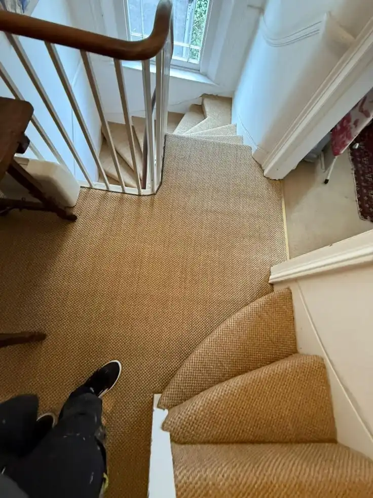 Sisal Carpet Installed in Stair Area in Palm Jumeriah