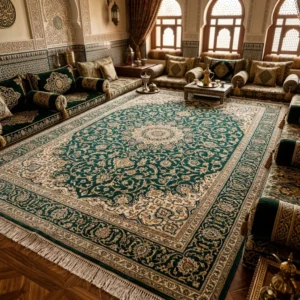 Royal Jade Arabesque – Traditional Patterned Majlis Carpet