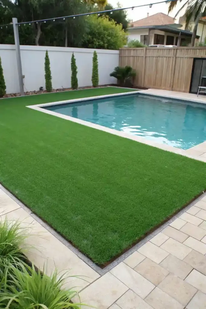 Synthetic Turf Installed in a Pool Side Area