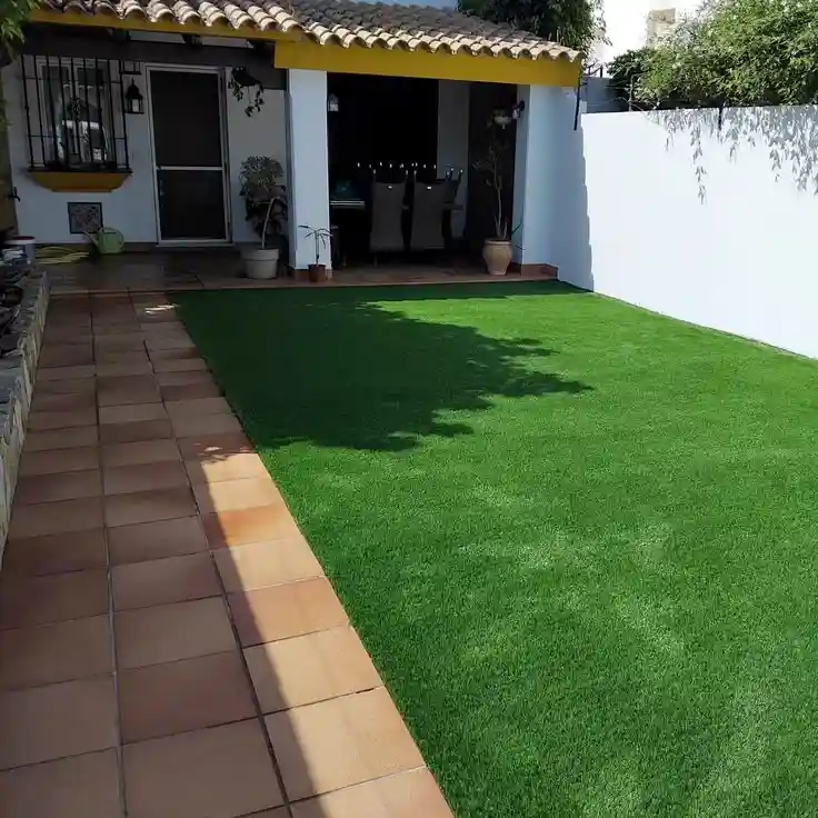 Grass Carpet Installed in Home Courtyard
