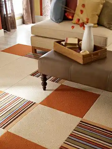 Elegant Carpet Tiles Flooring in a Living Room