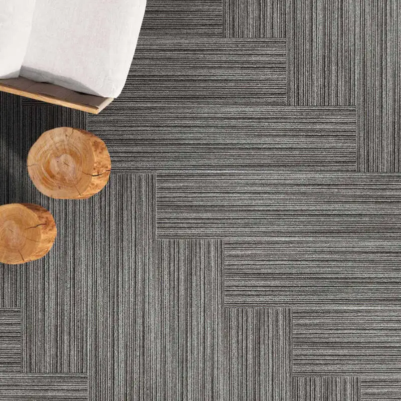 25 x 100 cm Grey-Striped Tufted Carpet Tile