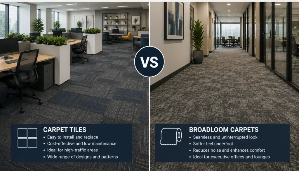 Carpet Tiles vs Broadloom Carpets: Which Should Your Business Choose?