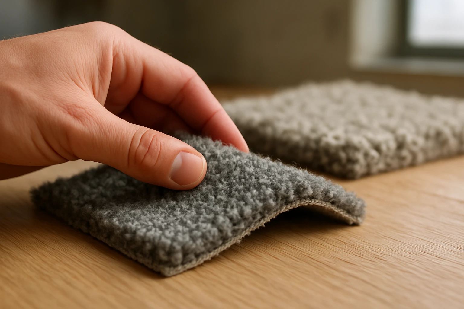 Wool carpet sample showing dense upright pile