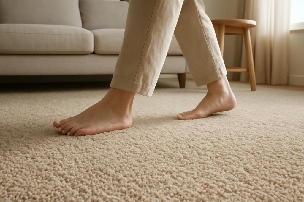 Wool carpet with soft, dense pile underfoot